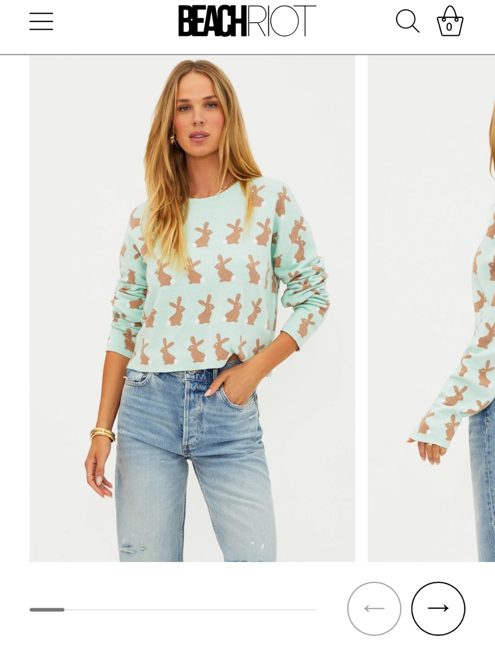 NWT Beach Riot Mint Bunny Tails Sweater Women’s Small
